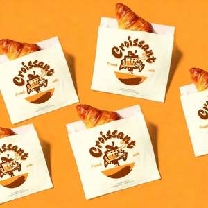 Sacs en papier kraft brun/blanc biodégradables, recyclés, résistants à la graisse, imprimés avec logo personnalisé, à prix abordable, pour l'emballage de boulangerie et d'épicerie - Product Image 1