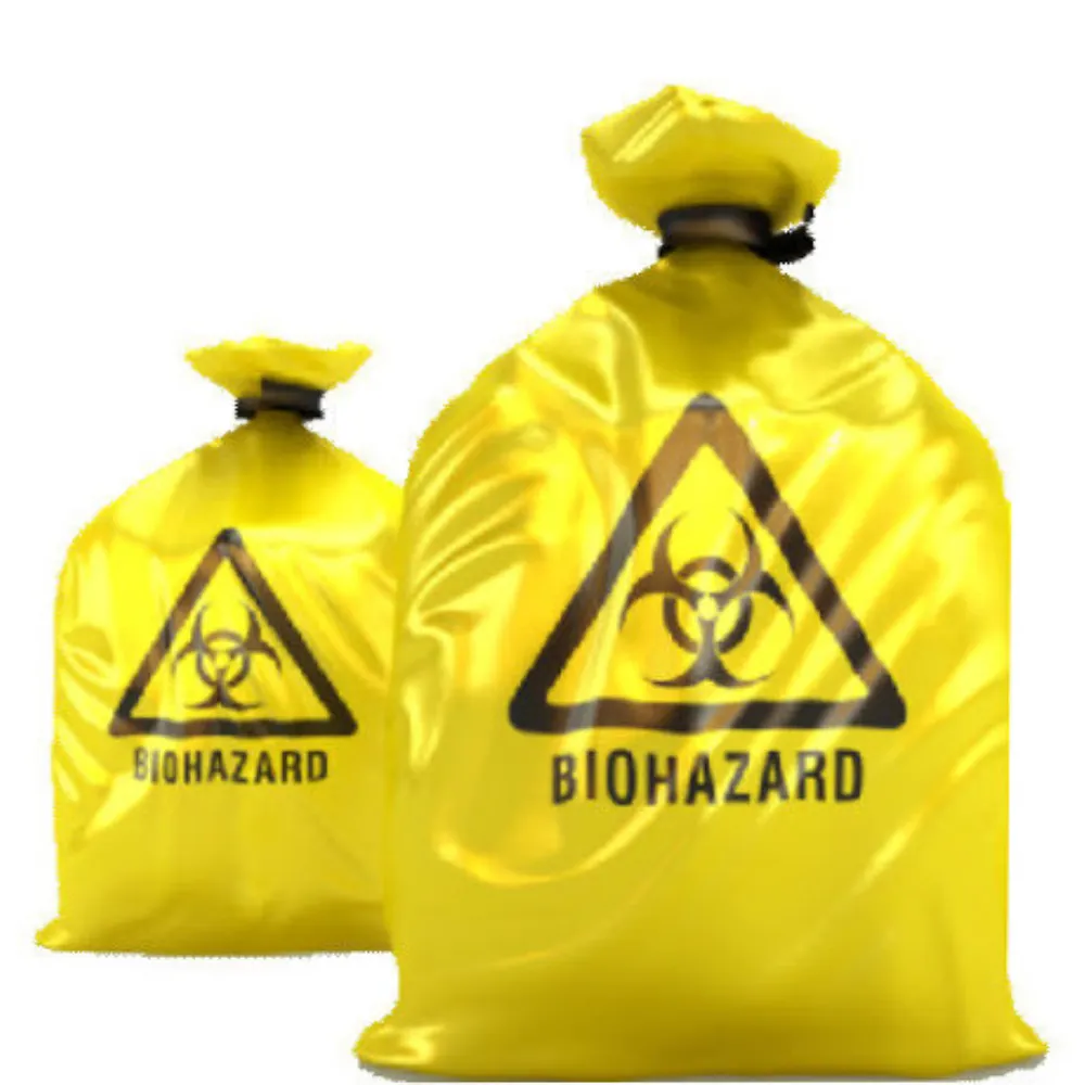 Gelber Einweg plastik 30L Biohazard Garabge Bags Flache Mülls äcke für medizinische Abfälle für biologische gefährliche Abfälle