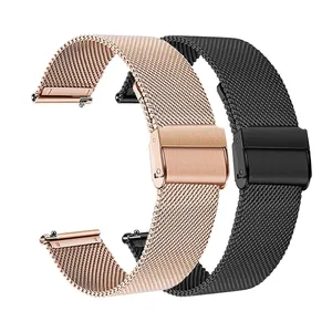 20mm 22mm נירוסטה שעון להקת עבור Samsung שעון 46mm 45mm S3 Huawei Amazfit ביפ Smartwatch רצועת יוקרה אופנה צמיד