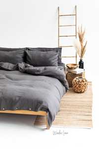 100% <b>Linen</b> OEKO-TEX Certified Shabby Chic Duvet Cover <b>Set</b> 200TC Button Closure Includes King/Queen Size 2 Solid Envelope Pillow - Product Image 2