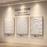 Art mural 3D minimaliste en PVC multicouche, motif vague monochrome blanc, cadre argenté, pour salle à manger d'hôtel, triptyque, mur d'accentuation, personnalisable en gros