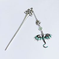 Ensemble de neuf barrettes à cheveux gothiques, finition argent antique, dragon celtique turquoise, pampille tressée, épingle vintage pendante, cadeau
