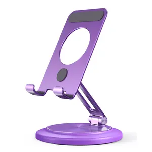 Cute Purple Mobile Phone Holders 360 Rotate Cell Phone Stand for Desk Foldable Sturdy ABS Plastic Aluminum Alloy