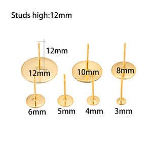 St. Kunkka Gold Plated Stainless Steel <b>Earring</b> <b>Posts</b> Flathead Studs Jewelry Findings For DIY <b>Earrings</b> - Product Image 2