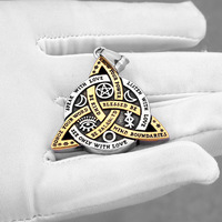 Pendentif Triangle Viking Acier Titane Collier Homme Vintage Nordique Geometrique Rune Amulette Poli Bijou Gros Cadeau