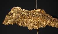 Hôtel de luxe personnalisé Goldleaf cuivre lampe suspendue escalier allée Lotus feuille lustre suspension