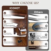 Organisateur de bar à vin en bois personnalisé avec porte-gobelets, support pour 3 bouteilles, rangement pour bouchons de bouteilles, plateau de rangement de bureau, vente en gros