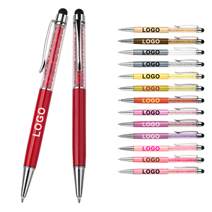 Manufacturers Promotional Advertising Metal Twisted Ball <b>Pen</b> with Diamond Crystal Stylus Screen Touch Stone Custom Logo Printing - Product Image 1