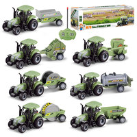 Camión Agrícola para Niños, Tractor de Granja a Control Remoto 2.4G con 7 Remolques Multifuncionales Intercambiables