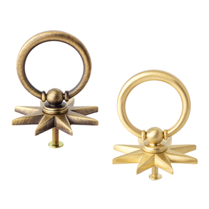 Poignées et Boutons de Meuble en Laiton Massif en Forme d'Étoile Anisée, Bronze Antique Doré, pour Armoires, Commodes et Tiroirs - Product Image 1