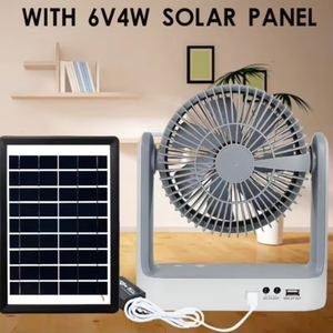 Pánico Compra de batería Torre de pie Ventilador de China Ventilador solar de alto flujo de aire con panel solar Caja de color Ventilador solar con batería - Product Image 2