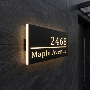 Insegna Personalizzata in Acciaio Inox <span class=keywords><strong>con</strong></span> Retroilluminazione LED, Controllo Touch, Impermeabile IP65, Alimentazione AC per Dormitori e Residenze - Product Image 1