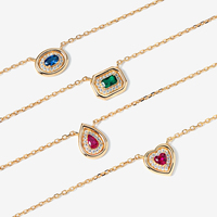Collier pendentif en or plaqué avec halo de diamants CZ vert émeraude, argent sterling 925, bijoux pour femmes