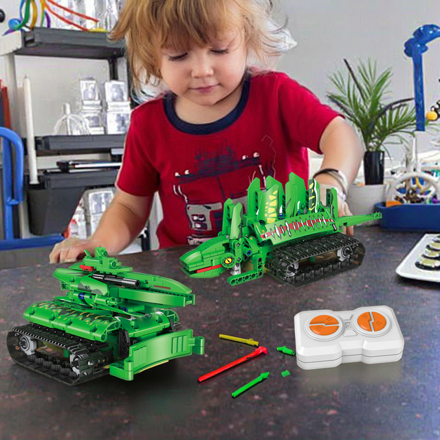 5 in 1 RC Robot Dino Block Set APP Remote Control Programming Plastic Educational STEM Model Toy