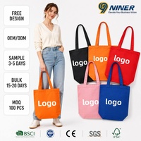 Sac fourre-tout en toile de coton pur NINER9 NINER-FBB-03, personnalisable avec logo imprimé, broderie machine, sérigraphie/numérique/thermocollage