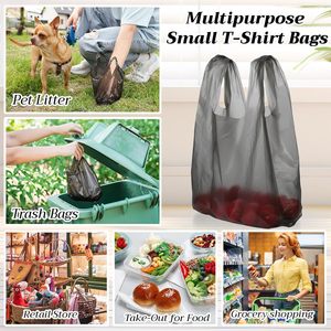 Black <b>Small</b> T Shirt Bags Bulk Plastic <b>Shopping</b> Bags with Handles for <b>Small</b> Business, Retail, Grocery - Product Image 5