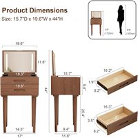 Commode en bois massif, style mid-century modern, avec miroir LED intégré, idéale pour les petits espaces, modèle SZT012