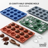 Moule à glace en silicone demi-sphère pour fournisseur en gros, logo personnalisé, qualité alimentaire, 15 cavités, démoulage facile, réutilisable, pour dôme de chocolat