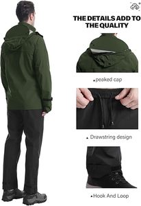 Completo Impermeabile Giacca con Pantaloni 2 Pezzi Traspirante Leggero Pieghevole Impermeabile con Cappuccio Unisex - Product Image 2