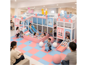 Professional Manufacturer Indoor Kids Soft Play Equipment With Blue Slide Ball Pit <strong>Checkered</strong> Floor for Kids Zone - Product Image 3