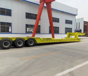 Полуприцеп-тяжеловоз с низкой платформой и гусиной шеей, 20/40 футов, грузоподъемность 100 тонн, 2/3/4-осная стальная конструкция, для механических перевозок - Product Image 4