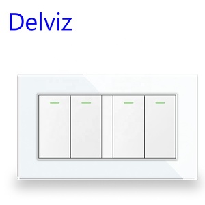 Delviz Bảng Công Tắc Kính Cường Lực, Bộ Điều Khiển Nguồn AC 110V ~ 250V Vuông 16A, Công Tắc Đèn Tường Nút Nhấn 4 Gang <span class=keywords><strong>2</strong></span> Chiều - Product Image 4