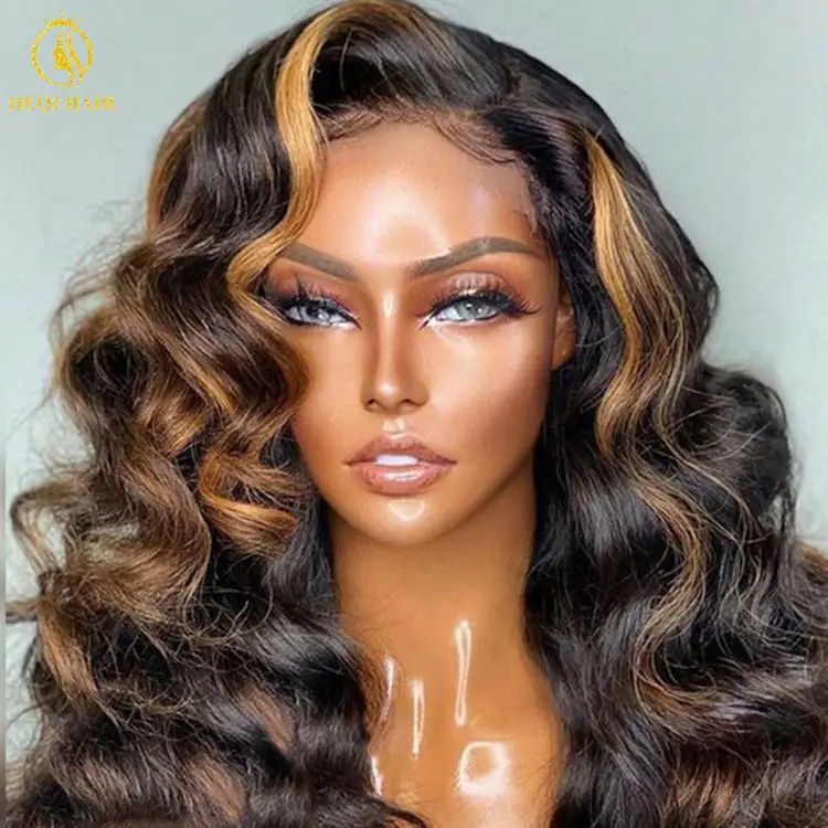 Perruque Lace Front wig brésilienne naturelle vierge, cheveux bruts, couleur Ombre, Body Wave, HD, avec Baby Hair, meilleure qualité