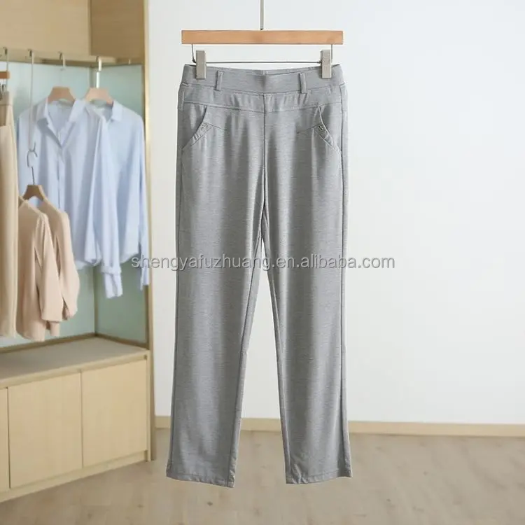 2022 summer wide leg trousers straight cotton linen fashion all-match blue casual pants women's clothing