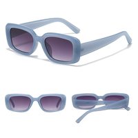 Lunettes de soleil carrées rétro DL UV400 à monture intégrale bleu rose