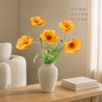 Fleurs de pavot artificielles floquées, toucher réel, en soie, pour décoration intérieure et extérieure, arrangements en vase, vente en gros, directement de l'usine