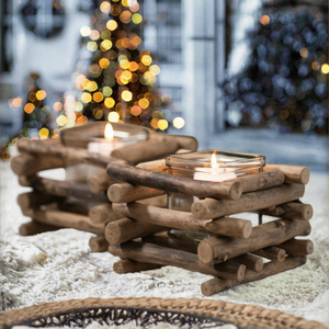 Handmade Die Cutting Printed Wood Carved <b>Tea</b> <b>Light</b> Holder Square Christmas Farmhouse Home Kitchen Decoration - Product Image 3