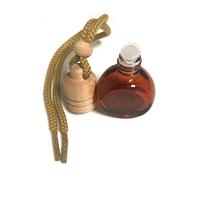 Diffuseur de parfum pour voiture vide à suspendre, 8 ml, en verre couleur ambre, avec bouchon à vis de forme unique et sérigraphie, vente en gros