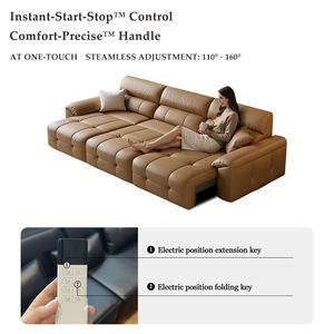 Bộ ghế sofa biệt thự thông minh có thể kéo dài, không cần khoảng trống tường, da thật, điều khiển điện, đa năng, có chức năng giường ngủ - Product Image 4