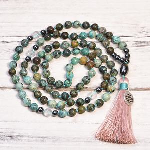 Hochwertige afrikanische türkis farbene Naturstein perlen <span class=keywords><strong>Mala</strong></span>/Gebet <span class=keywords><strong>Mala</strong></span>/Chakra Yoga Stein Halskette für Chakra <span class=keywords><strong>Crystal</strong></span> <span class=keywords><strong>Jap</strong></span> <span class=keywords><strong>Mala</strong></span> - Product Image 1