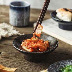 Japanese Style <b>Ceramic</b> Soy Sauce Dish High Foot Retro Porcelain Dessert Snack Cake Appetizer <b>Plates</b> for Home Restaurant Use - Product Image 3