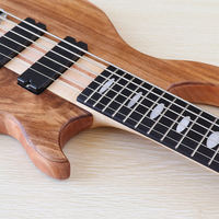 HUASHENG 43 Inch 6 String Bass Guitar Professional Show Musical Instrument 24 Fret Maple Neck Natural Color Electric Bass