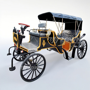 รถม้าไฟฟ้าสุดหรูสีดำแบบคลาสสิกสไตล์ยุโรป พร้อมหลังคาบังแดดสองแถว สำหรับการเที่ยวชมสถานที่ - Product Image 1