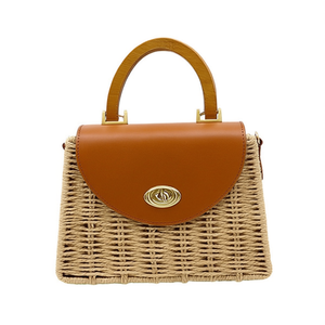 Borsa a mano rigida in paglia intrecciata BOLSOS 14x22.5x7cm Borsa estiva da donna - Product Image 1