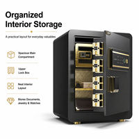 Caja de Seguridad DAYI 45fh9 de Lujo, Negra y Dorada, con Cerradura Electrónica y Huella Dactilar, de Acero Aleado, para Hotel, Hogar y Dormitorio