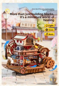 Puzzles 3D nautiques <span class=keywords><strong>pour</strong></span> adultes, 425 pièces, <span class=keywords><strong>kit</strong></span> de construction de modèles mécaniques en bois, lumières musicales, <span class=keywords><strong>kit</strong></span> de <span class=keywords><strong>maison</strong></span> miniature 29x13.8x20.6CM - Product Image 2