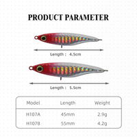 Leurre de pêche coulant de style japonais en ABS/PVC, leurres nageurs, leurres crankbait, couleurs personnalisées 4,5 cm/2,9 g 5,5 cm/4,2 g pour la pêche en eau douce