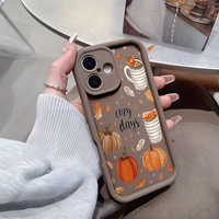 Coque de téléphone antichoc souple à motif Citrouille et Café pour iPhone 18 17 16 15 14 13 12 Pro Max – Collection Automne Douillet – Vente en Gros