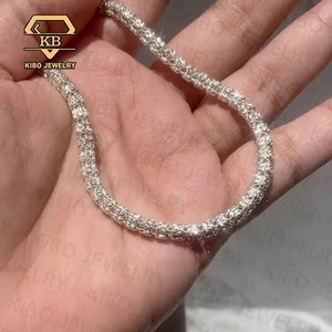 男士女士钻石切割冰链项链嘻哈手链项链镀黄金玫瑰金 5 排 5 毫米纯银冰链 - Product Image 6