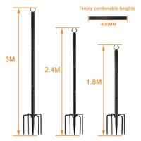 Poteau en métal de 10 pieds, avec fourches à guirlandes lumineuses extérieures, 2 paquets de supports d'éclairage de jardin extérieur, pour patio, mariage, arrière-cour, terrasse,
