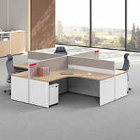 Bureau de travail modulaire en bois écologique moderne pour 4 personnes avec cloison et options de rangement