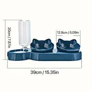 3 in 1 <b>Automatic</b> Cat Feeder & <b>Water</b> <b>Dispenser</b> Double Bowl Plastic Pet Food Container for Small Dogs & Cats - Product Image 3