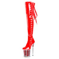 20cm mode plate-forme boucle de ceinture 8 pouces danseuse exotique sur le genou bottes femmes bout rond gladiateur discothèque pôle danse spectacle