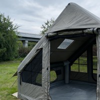 Tente gonflable pour 10 personnes, spacieuse, imperméable, résistante au vent, 3000 mm, gonflage rapide, kaki, quatre saisons, structure personnalisable pour les grands groupes
