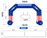 The American Stars and Stripes Arche gonflable étanche 12FT Décoration extérieure avec souffleur d'air