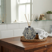 Diffuseur de parfum en céramique personnalisé, bouteille blanche émaillée à motif coquillage, ensemble d'huiles parfumées pour la maison, aromathérapie, bâtonnets en rotin, OEM